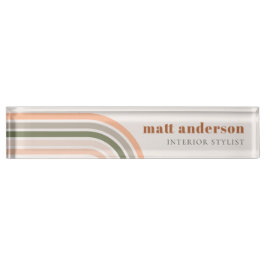 デュスキーはっきりしたレトロレインボーデザートシック赤面ラスト デスクネームプレート