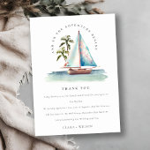 デュスキーエレガントティール（緑がかった色）シルボートパームシースケープ結婚ス サンキューカード