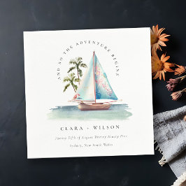 デュスキーエレガントティール（緑がかった色）シルボートパームシースケープ結婚ス スタンダードカクテルナプキン