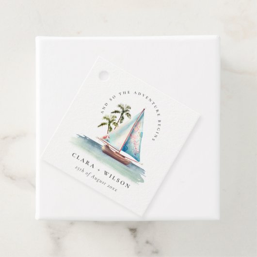 デュスキーエレガントティール（緑がかった色）シルボートパームシースケープ結婚ス フェイバータグ (インサイチュ)