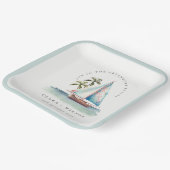 デュスキーエレガントティール(緑がかった色)シルボートパームシースケープ結婚ス ペーパープレート (傾斜あり)