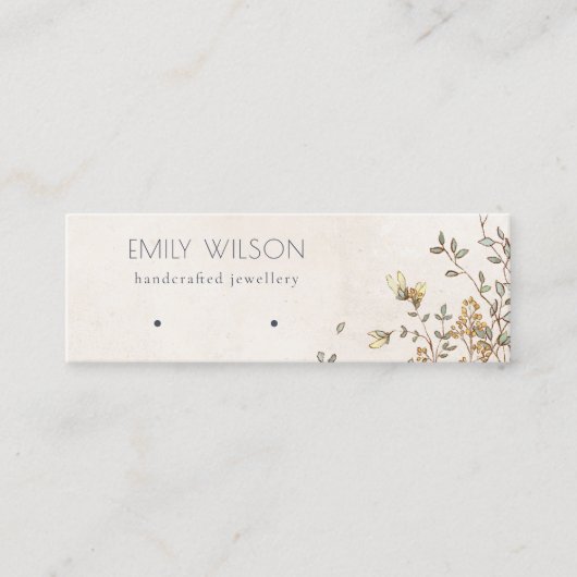 デュスキーエレガントフローラつる植物スタッドイヤリングディスプレイ スキニー名刺 (正面)