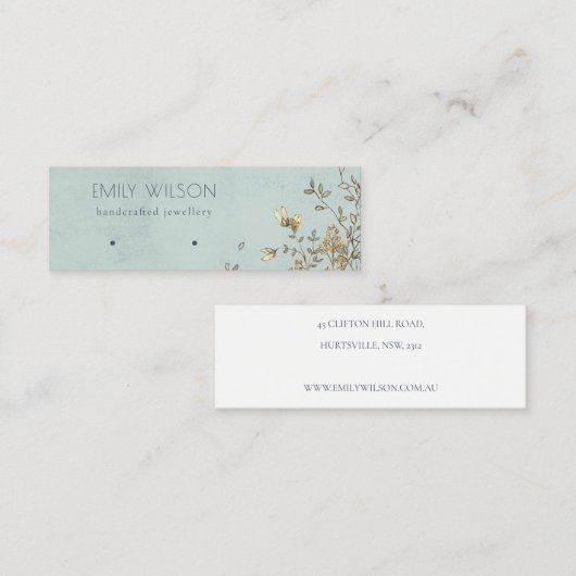 デュスキーエレガントフローラアクアスタッドイヤリングディスプレイ スキニー名刺 (正面/裏面)