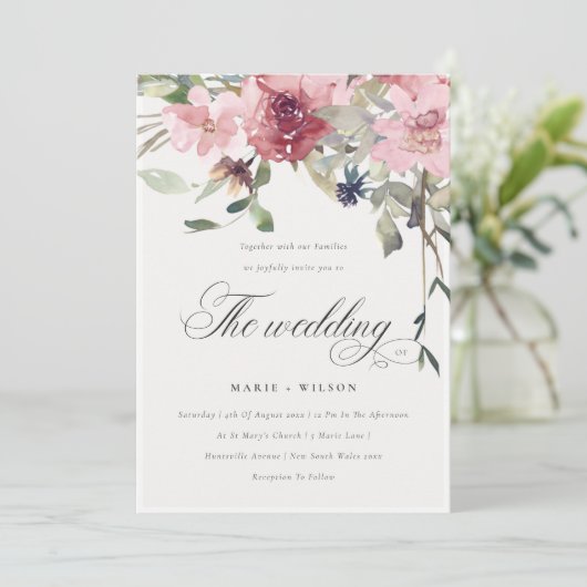 デュスキーエレガント赤面バラフローラウェディング招待 サンキューカード (スタンド正面)