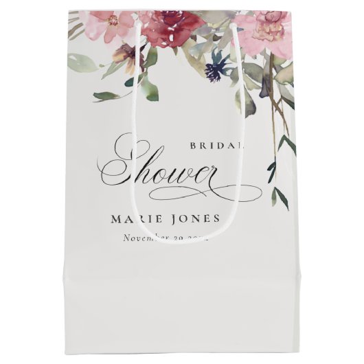 デュスキーエレガント赤面バラフローラブライダルシャワー ミディアムペーパーバッグ (裏面)