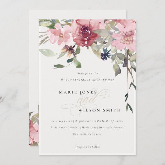 デュスキーエレガント赤面バラフローラボウトリニューアル招待状 サンキューカード (正面/裏面)