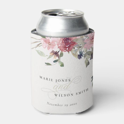 デュスキーエレガント赤面バラワイルドフラワーフローラズ結婚 缶クーラー (缶正面)