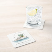 デュスキークルーズシップパームシースケープホテルブライダルシャワー スクエアペーパーコースター (インサイチュ)