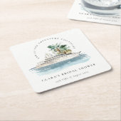 デュスキークルーズシップパームシースケープホテルブライダルシャワー スクエアペーパーコースター (アングル)