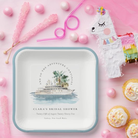 デュスキークルーズシップパームシースケープホテルブライダルシャワー ペーパープレート (パーティー)