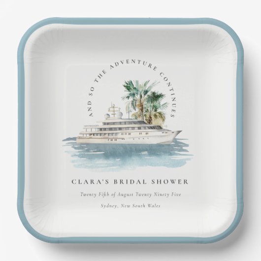 デュスキークルーズシップパームシースケープホテルブライダルシャワー ペーパープレート (正面)
