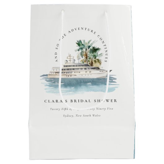 デュスキークルーズシップパームシースケープホテルブライダルシャワー ミディアムペーパーバッグ (裏面)