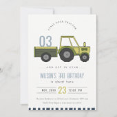 デュスキーグリーンファームトラクターキッズニーエイジ誕生日 招待状 (正面)