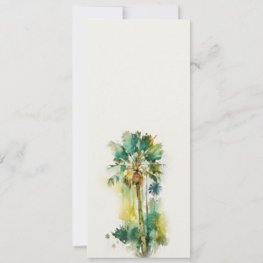 デュスキーグリーン熱帯パーム結婚ツリーのメニュー 招待状 (裏面)