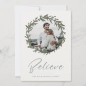 デュスキーセージ緑のクリスマスリース信じ写真 シーズンカード (正面)