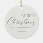 デュスキーセージ緑のリース写真メリークリスマス セラミックオーナメント (裏面)