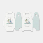 デュスキーティール(緑がかった色)シルボートパームシースケープブライダルシャワー フェイバーボックス (折り畳みなし)