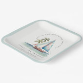 デュスキーティール(緑がかった色)シルボートパームシースケープブライダルシャワー ペーパープレート (傾斜あり)