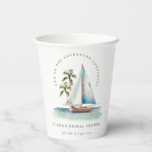 デュスキーティール(緑がかった色)シルボートパームシースケープブライダルシャワー 紙コップ (裏面)