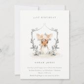 デュスキーディアーフローラクレストニーエイジ誕生日招待状 サンキューカード (正面)