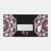 デュスキーパーソナライズされたバラボホーフローラドットマンダラ デスクマット (キーボード&マウス)