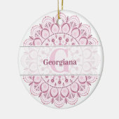 デュスキーパーソナライズされたバラ紙吹雪レースドットマンダラ セラミックオーナメント (左)