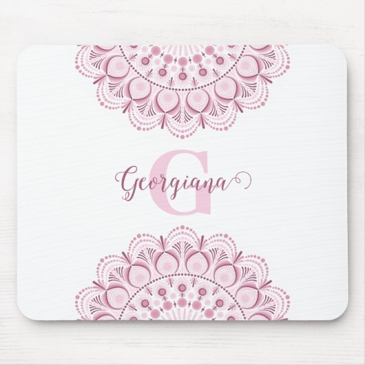 デュスキーパーソナライズされたバラ紙吹雪レースドットマンダラ マウスパッド (正面)