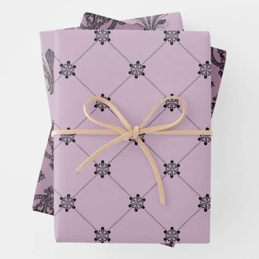 デュスキーパープルとブラックパリをテーマにした ラッピングペーパーシート (インサイチュ)