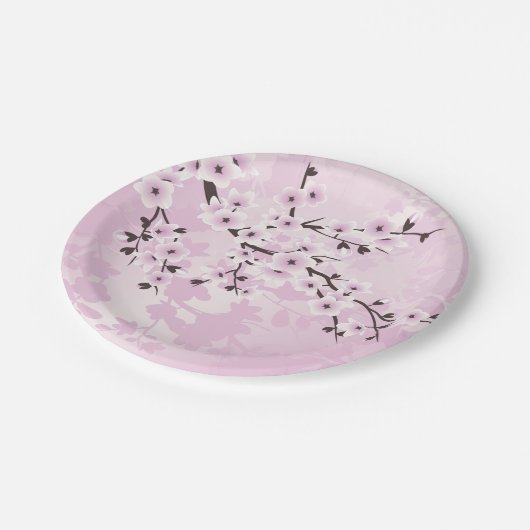 デュスキーピンクさくらんぼ花ズアジアフローラ ペーパープレート (アングル)