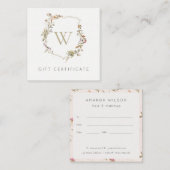 デュスキーピンクのワイルドフラワークレストのギフト券 スクエア名刺 (正面/裏面)