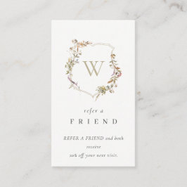 デュスキーピンクのワイルドフラワーモノグラムクレスト参照の友人 名刺