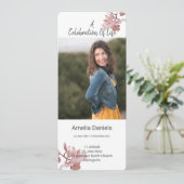 デュスキーピンクオーキッドお祝いオブライフフォトカード 招待状 (スタンド正面)