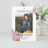 デュスキーピンクオーキッドお祝いオブライフフォトカード 招待状 (スタンド正面)