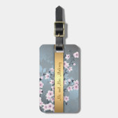 デュスキーピンクグレイシッシュブルーさくらんぼの花 ラゲッジタグ (正面縦)