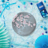 デュスキーピンクグレイシッシュブルーさくらんぼフローラ ペーパープレート (パーティー)