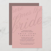 デュスキーピンクタイポグラフィブライダルシャワーモダンミニマル 招待状 (正面/裏面)