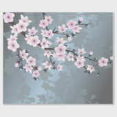 デュスキーピンクダスティブルーさくらんぼフローラ ラッピングペーパー (フラット)