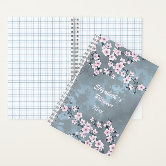 デュスキーピンクダスティブルーさくらんぼ花名年 ノートブック (内側)