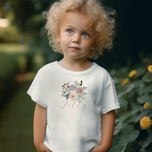 デュスキーピンクフローラお洒落かわいい脚本 ベビーTシャツ