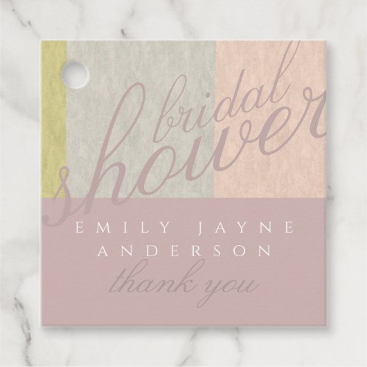 デュスキーピンクモダンブライダルシャワーありがとう フェイバータグ (正面)