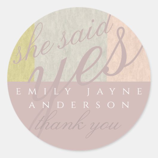 デュスキーピンクモダンブライダルシャワーありがとう ラウンドシール (正面)