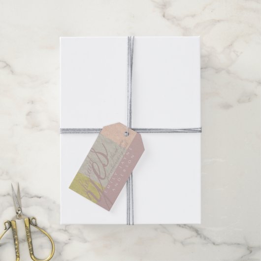 デュスキーピンクモダンブライダルシャワーサンキュークラシック ギフトタグ (より糸付き)