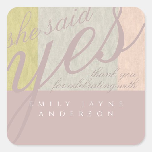 デュスキーピンクモダンブライダルシャワーサンキュークラシック スクエアシール (正面)