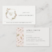 デュスキーピンクワイルドフラワーモノグラムクレストアポイントメント 名刺 (正面/裏面)