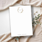 デュスキーピンク赤面ワイルドフラワークレストイニシャルモノグラム ノートカード