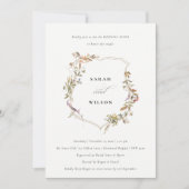 デュスキーピンク赤面ワイルドフラワークレストモーニングアフター 招待状 (正面)