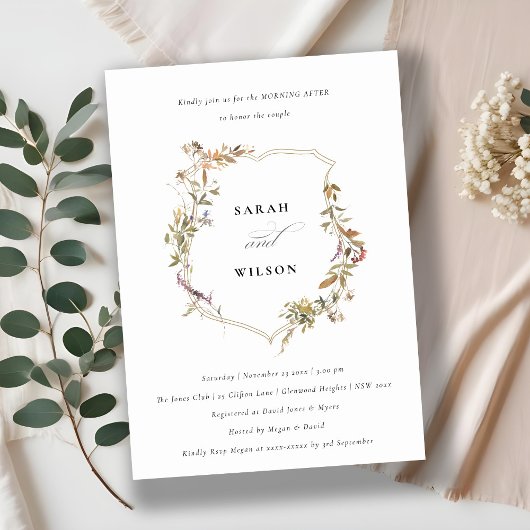 デュスキーピンク赤面ワイルドフラワークレストモーニングアフター 招待状