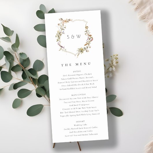 デュスキーピンク赤面ワイルドフラワークレスト結婚のメニュー 招待状