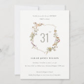 デュスキーピンク赤面ワイルドフラワークレスト誕生日 招待状 (正面)