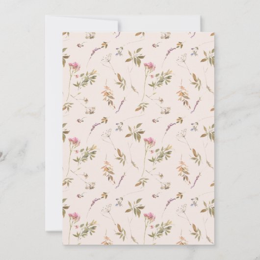 デュスキーピンク赤面ワイルドフラワークロスクレストバプテスマ 招待状 (裏面)